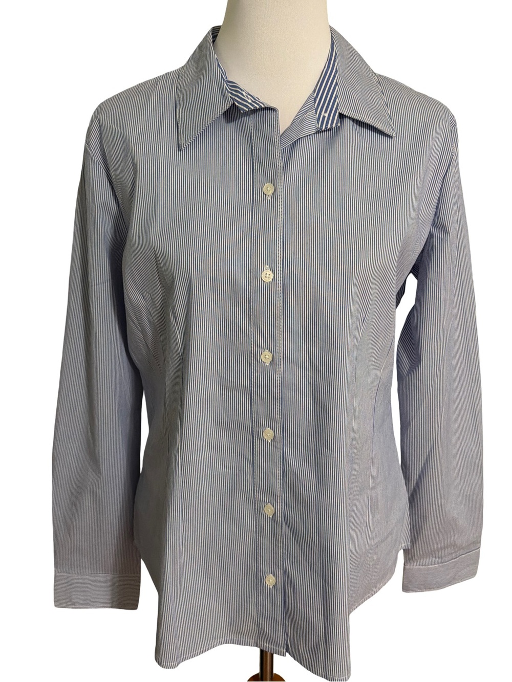 Apt. 9 Blue and White Striped Button-Down Shirt